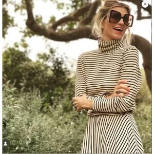 Buru Striped Turtleneck Jersey Maxi Dress Womans XS
